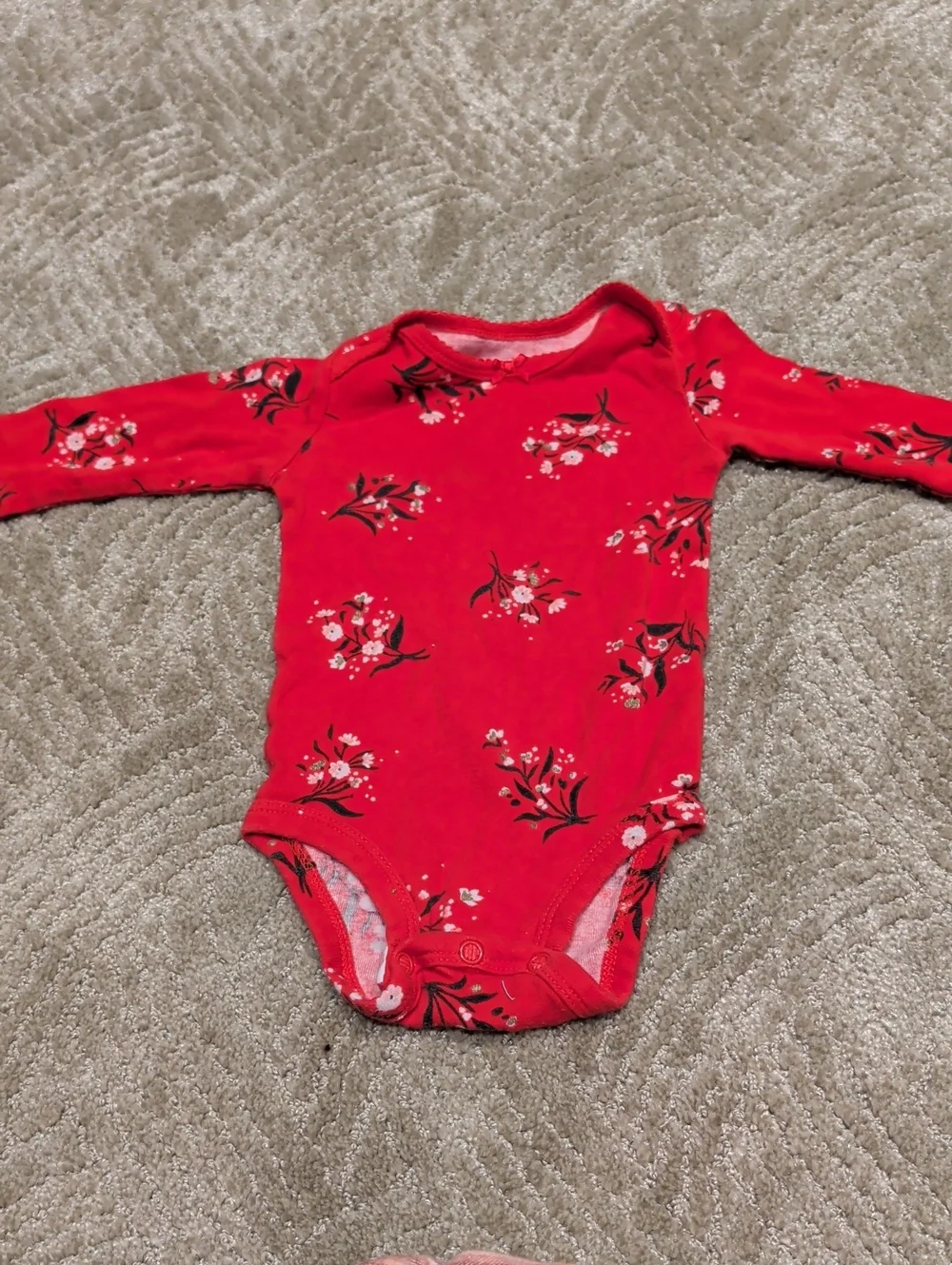 Carter's Red Floral Long-Sleeve Bodysuit
